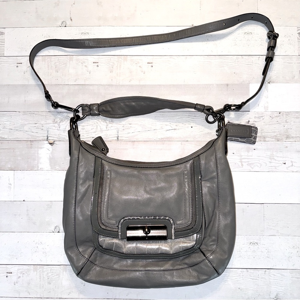 Coach Kristin Leather Spectator Shoulder Hobo Bag  Gray with Crossbody Strap